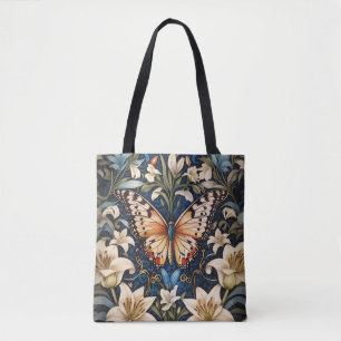Botanische vlinder en lelies draagtas