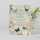  Botanische Vlinder Wijze bruiloft Folie Uitnodiging (Staand Voorkant)