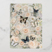  Botanische Vlinder Wijze bruiloft Folie Uitnodiging (Achterkant)