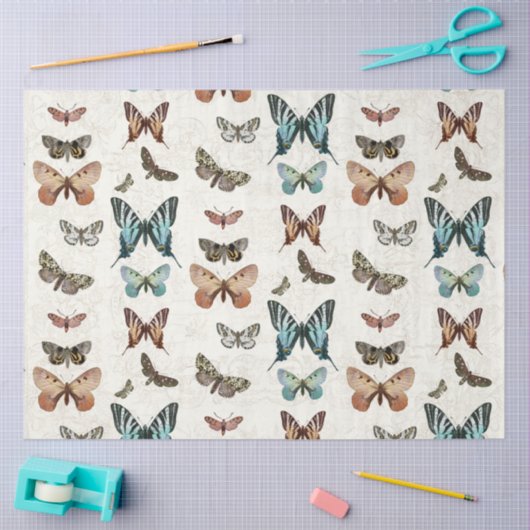 Botanische vlinderblauw  loszijde tissuepapier (Craft)