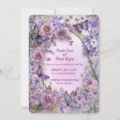 Botanische Vlinderlavendelbruiloft Kaart (Voorkant)