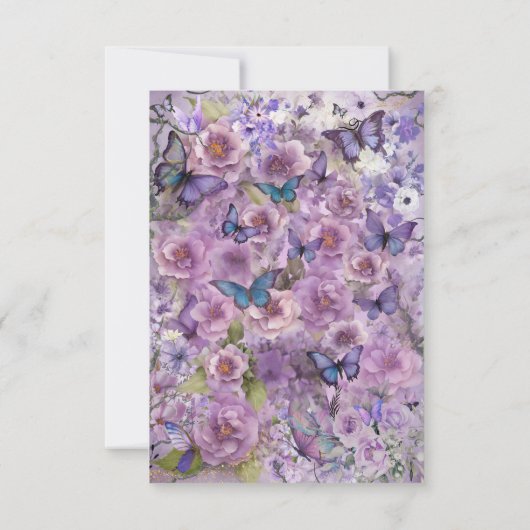 Botanische Vlinderlavendelbruiloft RSVP Kaartje (Achterkant)