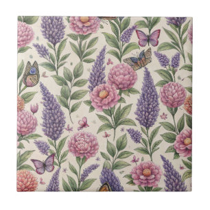 Botanische Vlinders Lavendel Tuin Tegeltje