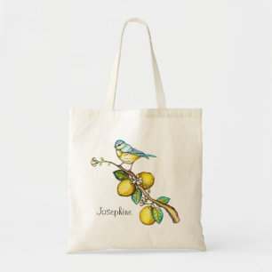 Botanische vogel op de Canvas tas van de Lemon-boo