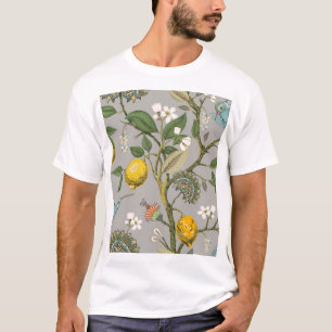 Botanische vogelbloemen: getekend behang t-shirt