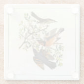  botanische vogelillustratie glazen onderzetter (Achterkant)