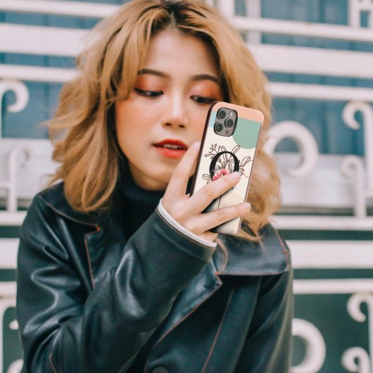 Botanische vorm Boho Retro met naam 1e hoofdstad O iPhone Hoesje