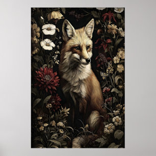 Botanische Vosprint, Antieke Donkere Academie Goth Poster