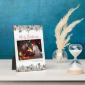 Botanische vrolijke kerstfoto rustiek fotoplaat (Zijkant)