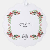 Botanische Vrolijke Kerstmis Foto Logo Business Ornament Kaart (Achterkant)