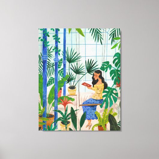 Botanische vrouw groene planten canvas afdruk (Voorkant)