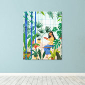 Botanische vrouw groene planten canvas afdruk (Insitu (Houten vloer))