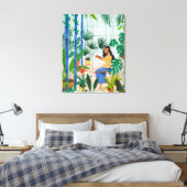 Botanische vrouw groene planten canvas afdruk (Insitu (Slaapkamer))