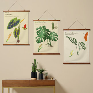 Botanische wandtapijten - Monstera Set Hangend Wandkleed