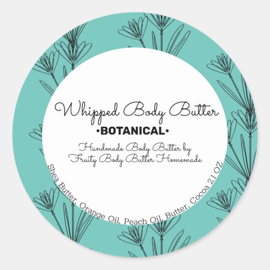 Botanische wasbak Boter Bath Brandend Packaging Ronde Sticker (Voorkant)