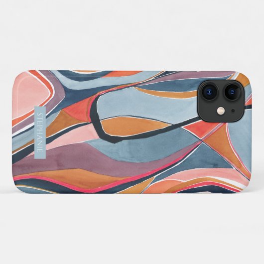 Botanische Waterverf Abstracte Art Name Phone case (Achterkant (horizontaal))