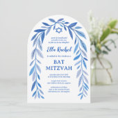 Botanische Waterverf Bar Bat Mitswa Boog Foto Kaart (Staand voorkant)