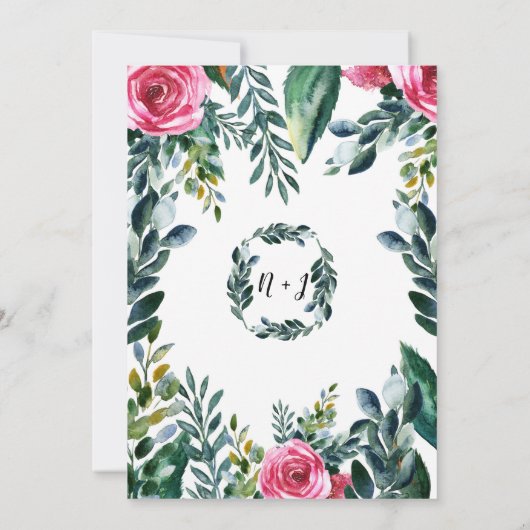 Botanische Waterverf bloemblaadjes bruids Kaart (Achterkant)