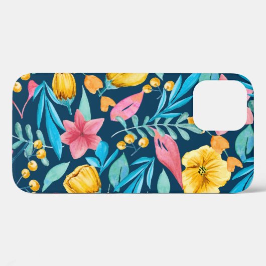 Botanische waterverf: bloemen, bladeren ornament. Case-Mate iPhone case (Achterkant (horizontaal))