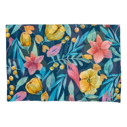 Botanische waterverf: bloemen, bladeren ornament. kussensloop (Voorkant)