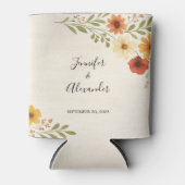 Botanische waterverf bloemen boho bruiloft blikjeskoeler (Voorkant)