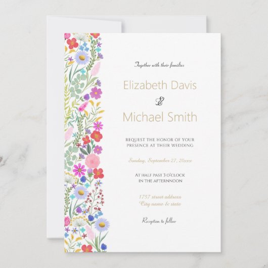 Botanische Waterverf Bloemen Kaart (Voorkant)