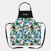  botanische waterverf bloemen monogram schort (Voorkant)