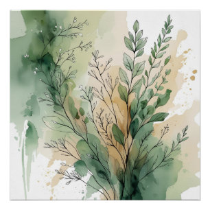 Botanische Waterverf Canvas – Minimalistische Natu Perfect Poster