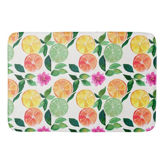Botanische Waterverf Citrus Floral Badmat (Voorkant)