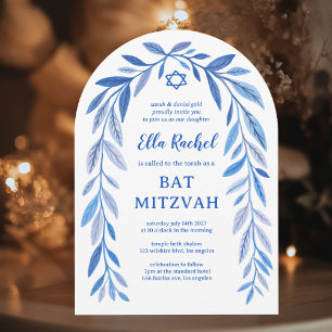 Botanische Waterverf CUSTOM Bar Bat Mitzvah Boog Kaart