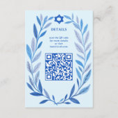Botanische Waterverf CUSTOM QR Bar Bat Mitzvah Informatiekaartje (Voorkant)