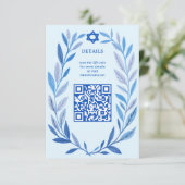 Botanische Waterverf CUSTOM QR Bar Bat Mitzvah Informatiekaartje (Staand voorkant)