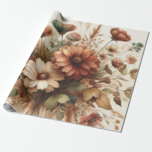 Botanische Waterverf Elegante Herfstbloemen Cadeaupapier