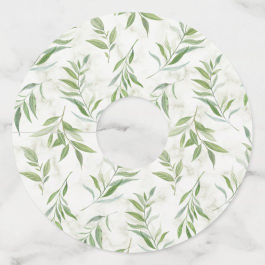 Botanische Waterverf en marmer Wedding Wijnglaslabel (Achterkant)