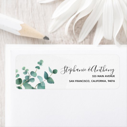 Botanische Waterverf Eucalyptus Branch Wedding Etiket (Insitu)