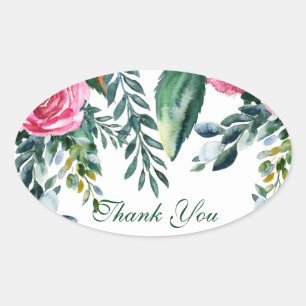Botanische Waterverf  Floral laat ruimte Ovale Sticker
