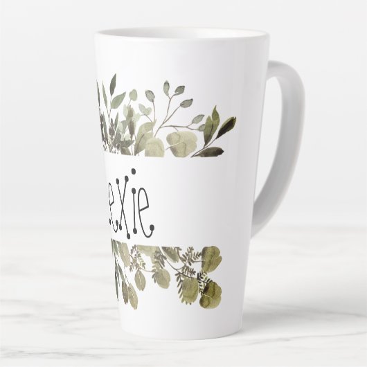 Botanische Waterverf gepersonaliseerd Latte Mok (Rechterhoek)