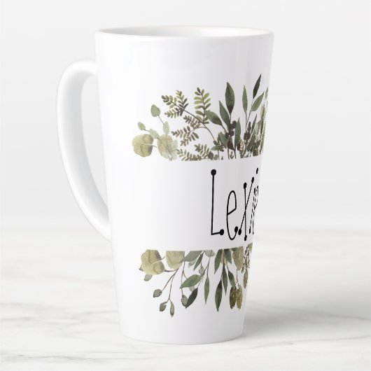 Botanische Waterverf gepersonaliseerd Latte Mok (Linkerhoek)