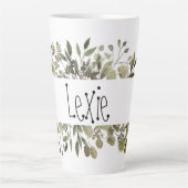 Botanische Waterverf gepersonaliseerd Latte Mok (Voorkant)