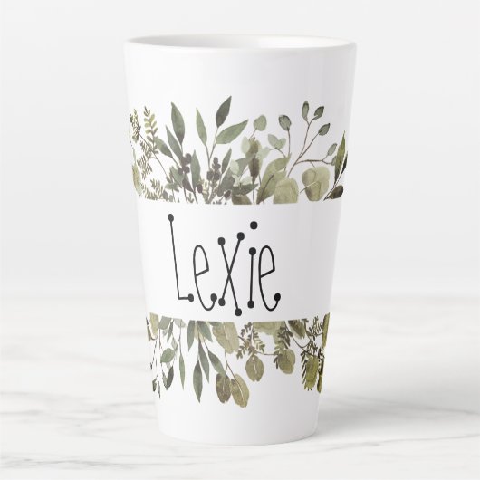 Botanische Waterverf gepersonaliseerd Latte Mok (Voorkant)