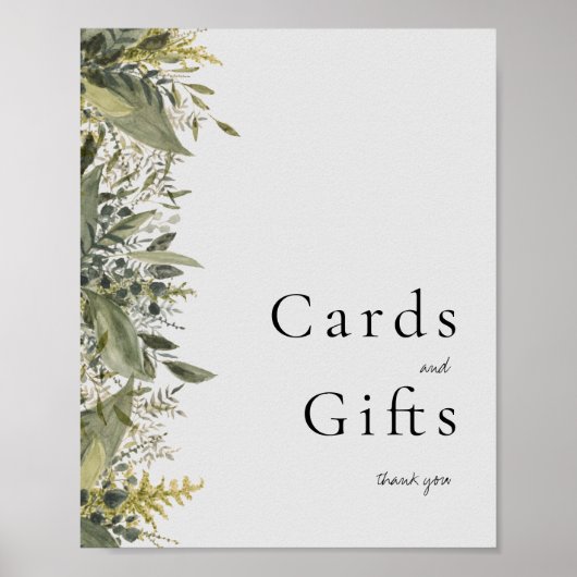 Botanische Waterverf Greenery Kaarten en cadeaubon Poster (Voorkant)