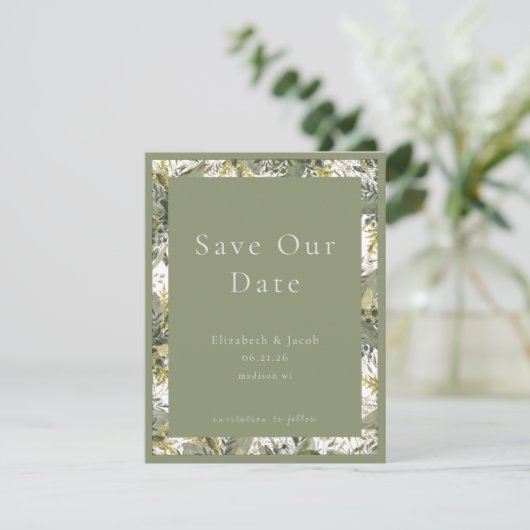 Botanische Waterverf Greenery Save the Date (Staand voorkant)