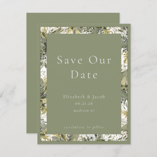Botanische Waterverf Greenery Save the Date (Voorkant / Achterkant)