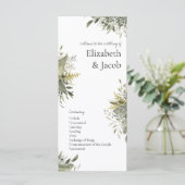 Botanische Waterverf Greenery Wedding Programme (Staand voorkant)