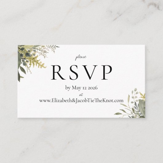 Botanische Waterverf Greenery Wedding RSVP Kaart (Voorkant)