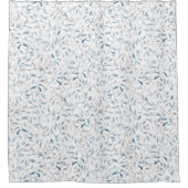 Botanische waterverf grijs blauw bladeren op wit douchegordijn (Voorkant)