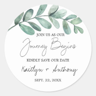 Botanische Waterverf groen Eucalyptus Classic R Ronde Sticker