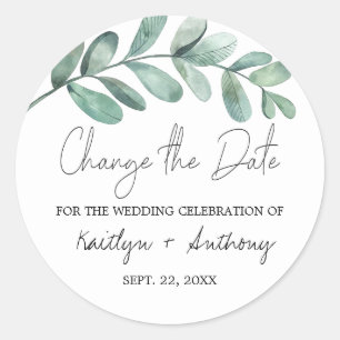 Botanische Waterverf groen Eucalyptus Classic R Ronde Sticker