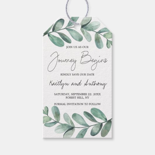 Botanische Waterverf groen Eucalyptus Gift Labels Cadeaulabel (Voorkant)