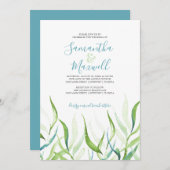 Botanische Waterverf Groene en Witte bruiloft (Voorkant / Achterkant)